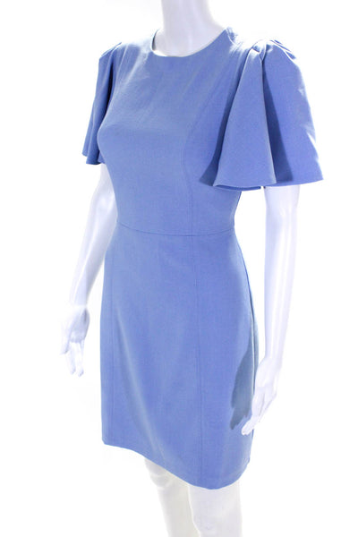 Eliza J Womens Short Sleeve Crew Neck Crepe Sheath Dress Light Blue Size 2