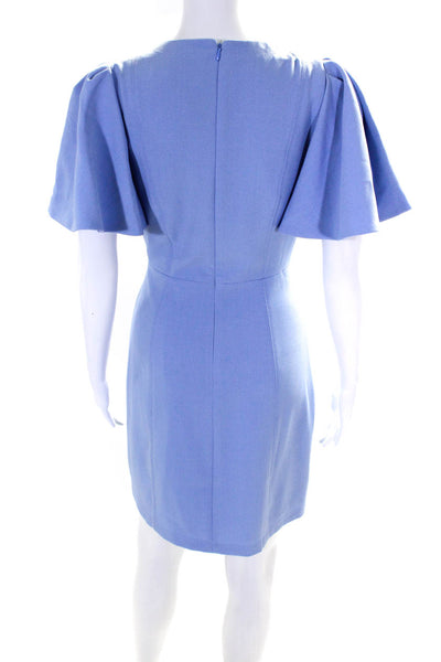 Eliza J Womens Short Sleeve Crew Neck Crepe Sheath Dress Light Blue Size 2