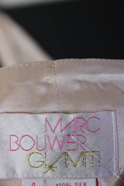 Marc Bouwer Glamit Womens Satin Plisse Chiffon Mini A Line Dress Pink Size 4