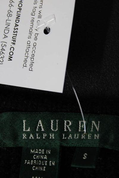 Lauren Ralph Lauren Womens Metallic Knit Crop Hook & Eye Cardigan Black Small