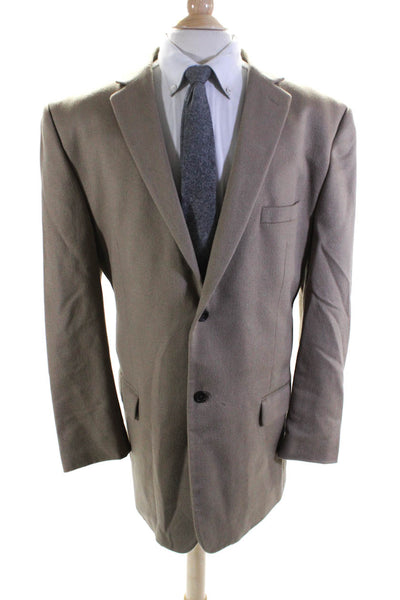 Pronto Uomo Mens Fleece Two Button Blazer Jacket Beige Silk Wool Size 50 X-Long