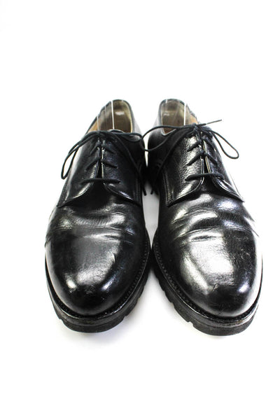 Walter Steiger Mens Almond Toe Lace Up Leather Derby Shoes Black Size 9