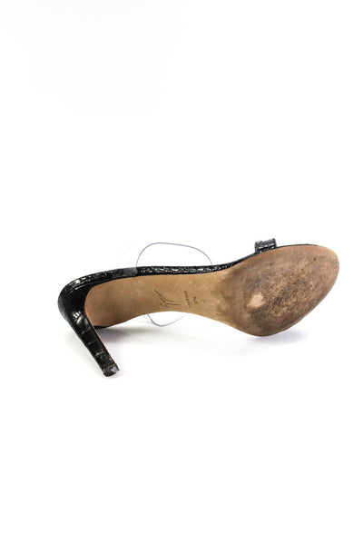 Giuseppe Zanotti Womens Textured Leather Double Strap High Heels Black Size 8.5