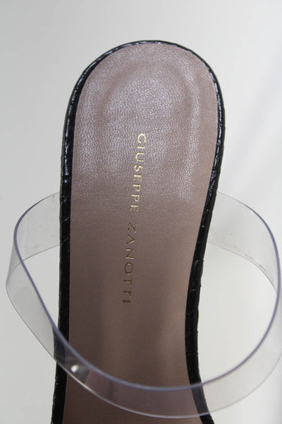 Giuseppe Zanotti Womens Textured Leather Double Strap High Heels Black Size 8.5