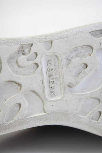 Alexander McQueen Womens Leather Glitter Platform Sneakers Navy Size 37.5 7.5