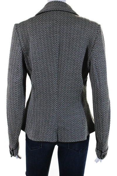 Armani Collezioni Womens Herringbone Single Breasted Knit Jacket Black Size 8