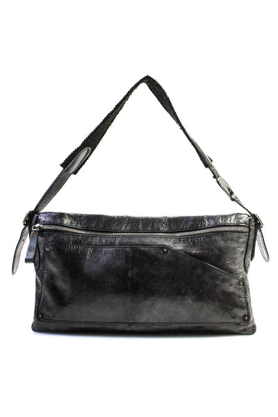 Francesco Biasia Womens Leather Rectangle Shoulder Bag Black Size S