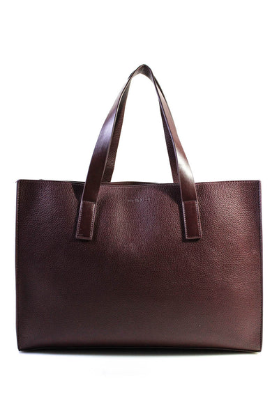 Rachel Zoe Womens Faux Leather Open Top Handle Tote Bag Burgundy Size L