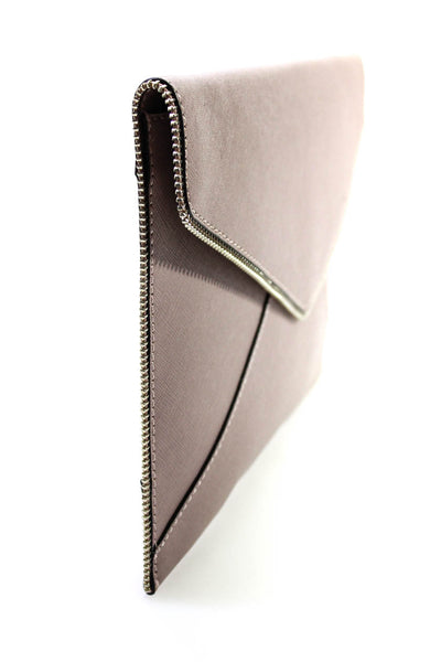 Rebecca Minkoff Womens Leather Zipper Trim Magnetic Envelope Clutch Pink