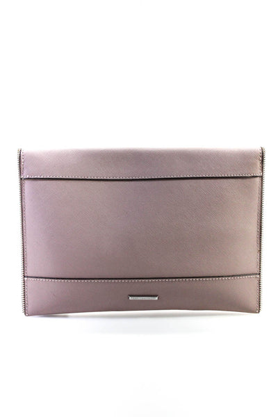 Rebecca Minkoff Womens Leather Zipper Trim Magnetic Envelope Clutch Pink
