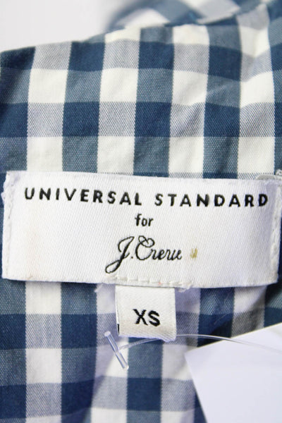 Universal Standard For J Crew Womens Crew Neck Gingham Dress Blue White Size XS