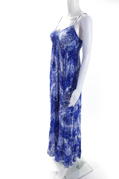 Eight Sixty Womens Spaghetti Strap V Neck Abstract Maxi Dress Blue White Medium