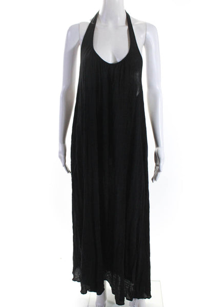 9 Seed Womens Spaghetti Strap Scoop Neck Cover Up Dress Black Cotton One Size