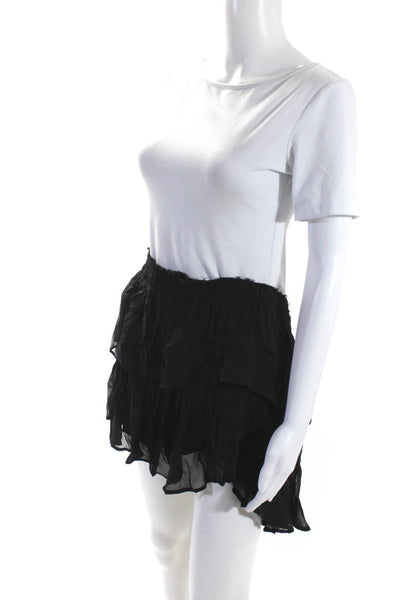 Love Shack Fancy Womens Elastic Waistband Tiered Skirt Black Size Medium