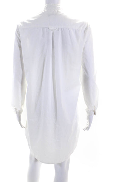 Nieves Lavi Womens Long Cross Stitched Mini Tunic Shirt Dress White Size XS