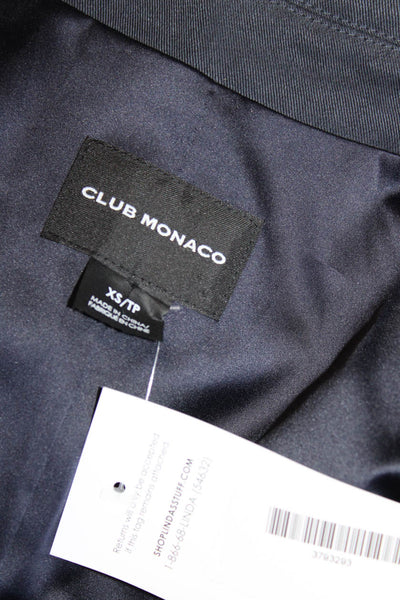 Club Monaco Womens Long Sleeve Scalloped Open Front Jacket Navy Size Extra Small