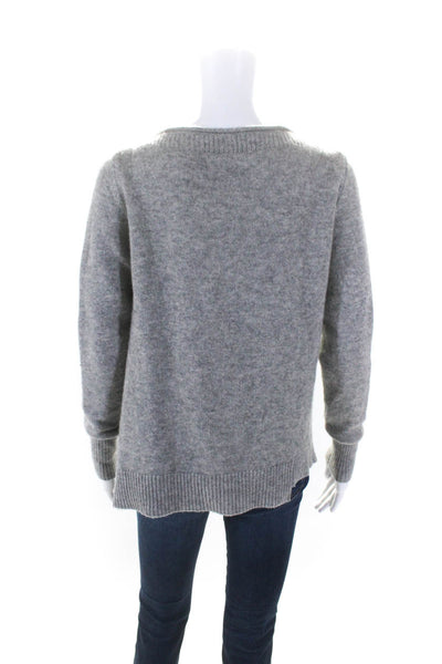 Brochu Walker Womens Wool Pleated Patchwork Long Sleeve Sweater Top Gray Size S