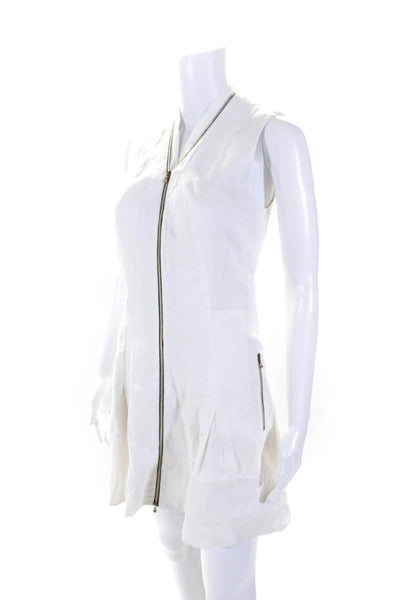 L'Agence x Intermix Womens Linen Zipped Sleeveless Sheath Dress White Size 2