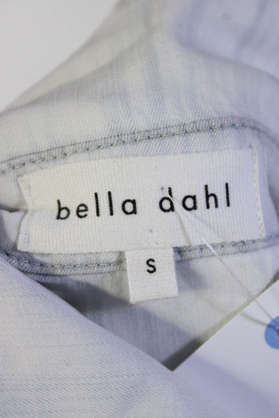 Bella Dahl Womens Button Up Chambray Sleeveless Romper Light Blue Size Small
