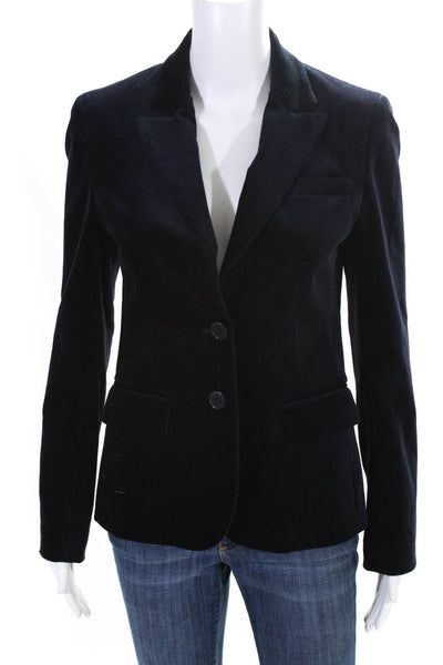 Theory Womens Velvet Nettie Blazer Jacket Midnight Blue Cotton Size 6