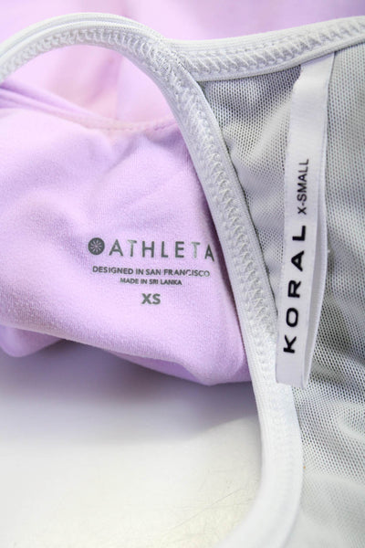 Athleta Kloral Womens Elastic Waist Strappy Sports Bras Pink Size XS Lot 2