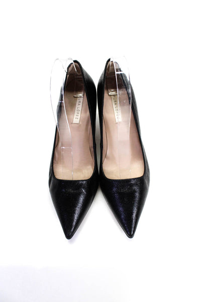 Pura Lopez Womens Leather Pointed Toe Stiletto Heels Pumps Black Size EUR37.5