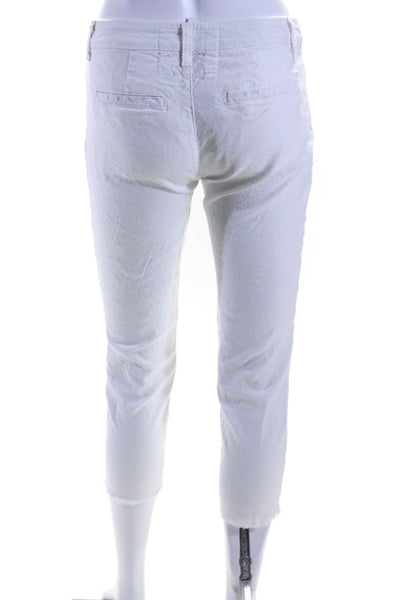 Frank & Eileen Womens Cotton Hook & Eye Fringe Tapered Capri Pants White Size 00