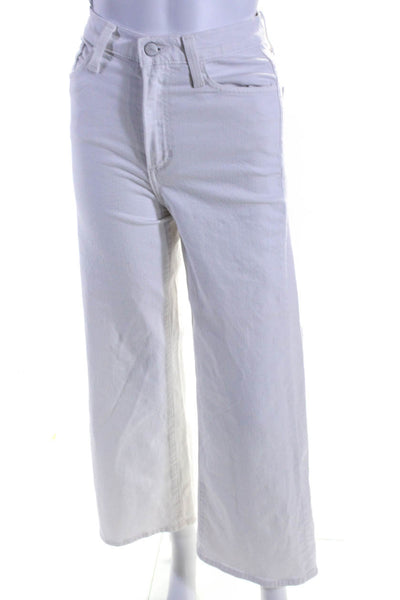 Joes Womens Cotton The Mia Button High Rise Wide Ankle Jeans White Size EUR24