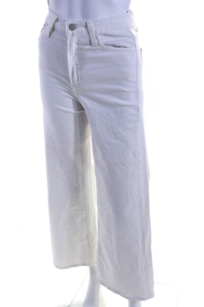 Joes Womens Cotton The Mia Button High Rise Wide Ankle Jeans White Size EUR24