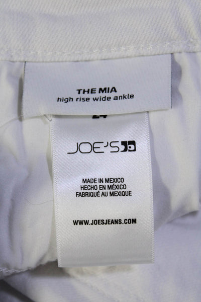 Joes Womens Cotton The Mia Button High Rise Wide Ankle Jeans White Size EUR24