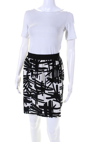 Tibi Womens Abstract Print A Line Mini Skirt White Black Size 4