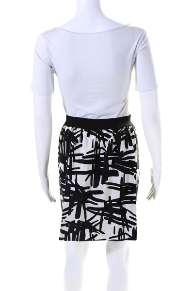 Tibi Womens Abstract Print A Line Mini Skirt White Black Size 4