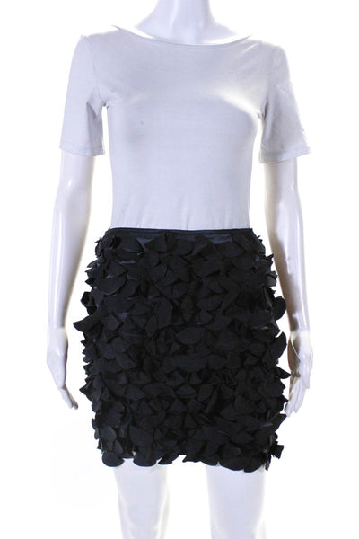 DKNY Womens Silk Blend Flutter Applique Mini Skirt Black Size 4