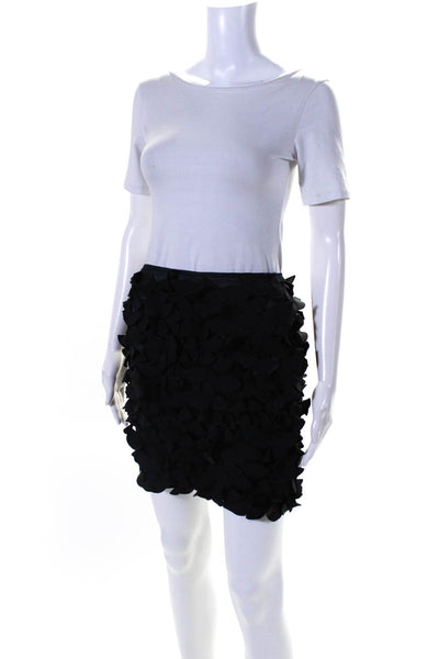 DKNY Womens Silk Blend Flutter Applique Mini Skirt Black Size 4