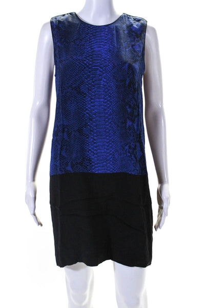 Rebecca Taylor Womens Snakeskin Print Sleeveless Dress Blue Black Size 2