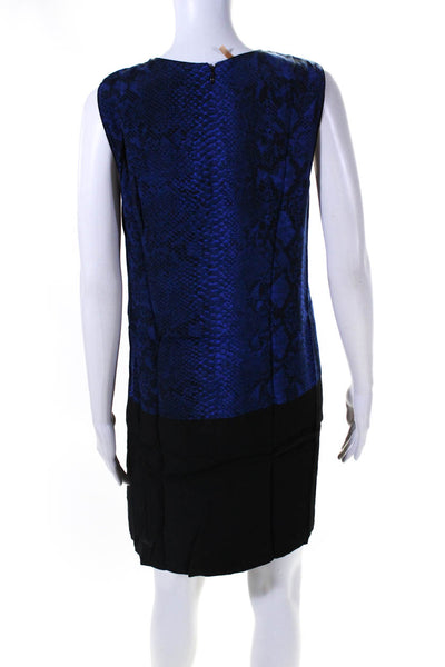 Rebecca Taylor Womens Snakeskin Print Sleeveless Dress Blue Black Size 2