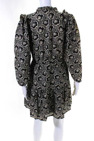 Ba&Sh Womens Abstract Floral Print A Line Dress Black White Cotton Size 2