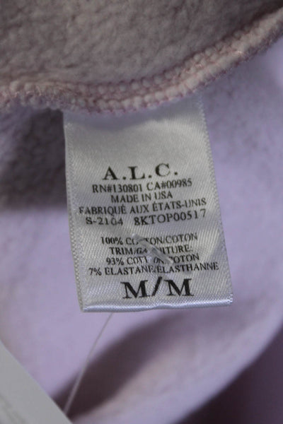 A.L.C. Womens Long Sleeves Crew Neck Sweatshirt Pink Cotton Size Medium