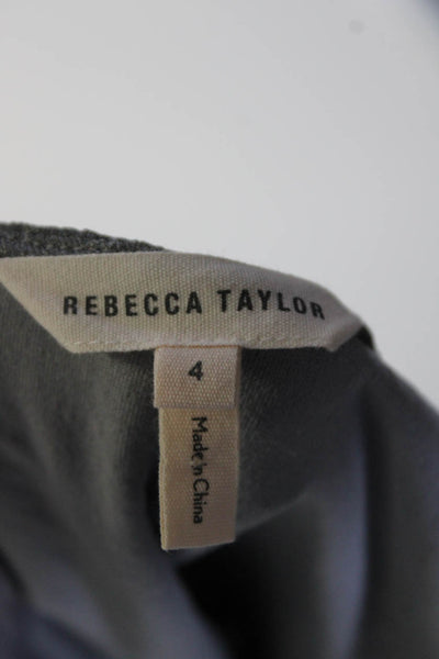 Rebecca Taylor Womens Short Sleeves Textured Blouse Pewter Gray Size 4