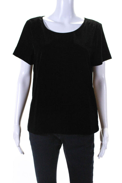 J Crew Womens Velvet Short Sleeves Blouse Jet Black Size Small