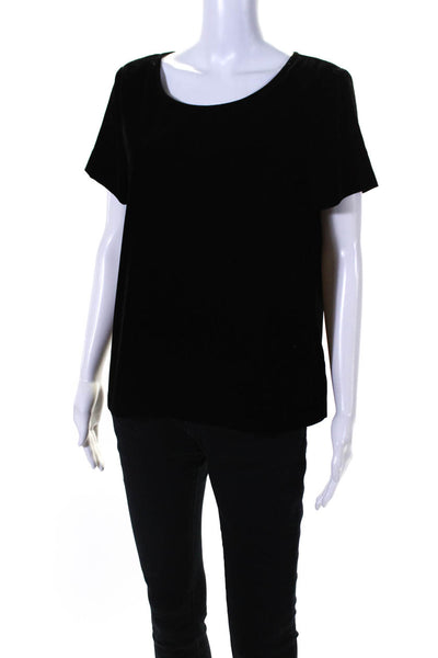 J Crew Womens Velvet Short Sleeves Blouse Jet Black Size Small