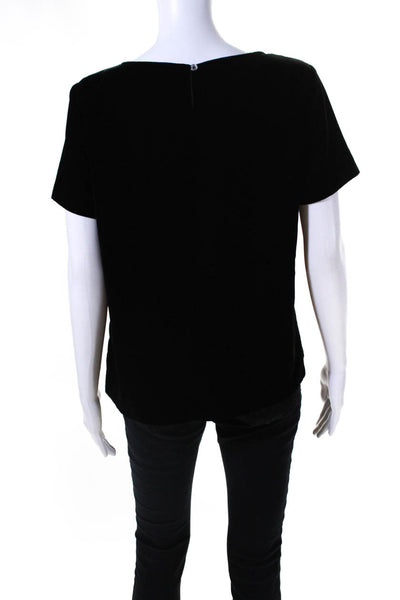 J Crew Womens Velvet Short Sleeves Blouse Jet Black Size Small