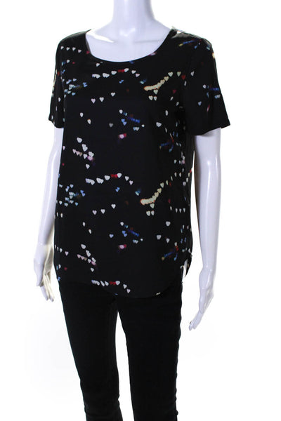 Equipment Femme Womens  Heart Lights Print Blouse Black Size Extra Small