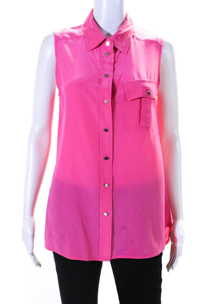 Marc By Marc Jacobs Womens Silk Button Down Tank Top Bubble Gum Pink Size 4