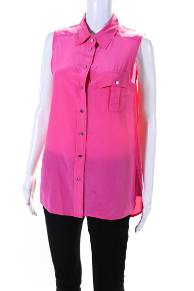 Marc By Marc Jacobs Womens Silk Button Down Tank Top Bubble Gum Pink Size 4