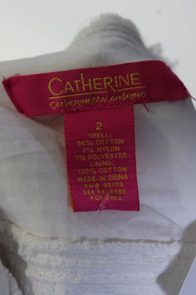 Catherine Catherine Malandrino Womens Tweed Button Down Jacket White Size 2