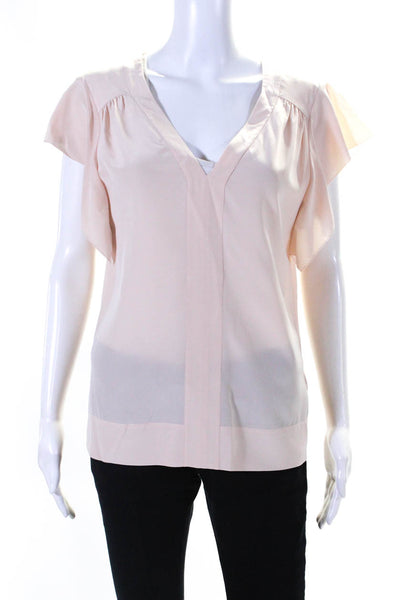 Rebecca Taylor Womens Silk V Neck Wing Sleeves Blouse Ballet Pink Size 6