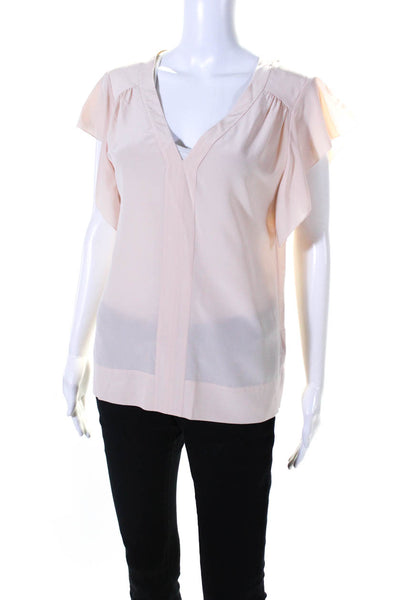 Rebecca Taylor Womens Silk V Neck Wing Sleeves Blouse Ballet Pink Size 6