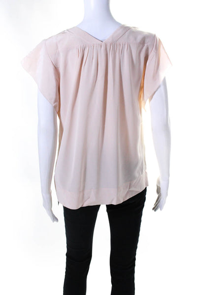 Rebecca Taylor Womens Silk V Neck Wing Sleeves Blouse Ballet Pink Size 6