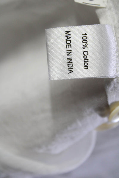 Banjanan Womens Cotton Floral Print Long Sleeve Long A-Line Dress White Size XS